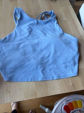 Athleta Light Blue High-Neck Cropped Sports Tank
